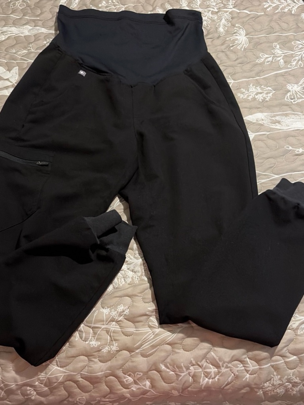 Figs women’s maternity Black Joggers with Overband Waist